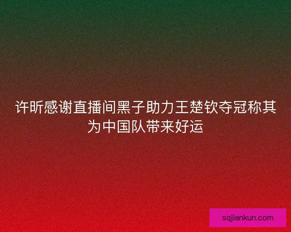 许昕感谢直播间黑子助力王楚钦夺冠称其为中国队带来好运 许昕感谢直播间黑子助力王楚钦夺冠称其为中国队带来好运